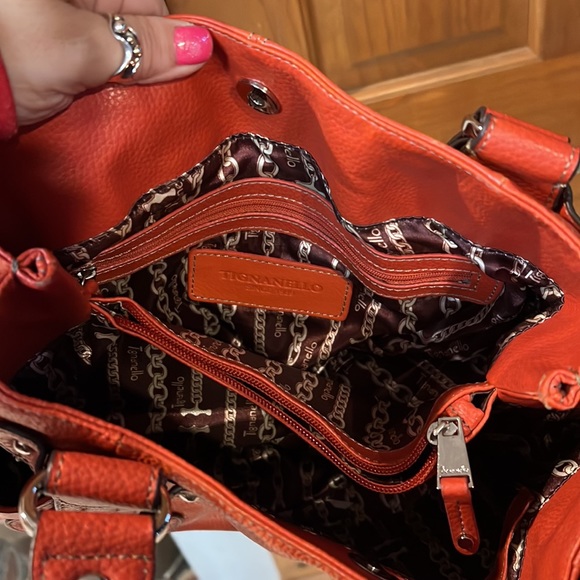 Genuine Tignanello coral shoulder satchel handbag. Good condition. Gently used. - Picture 5 of 5